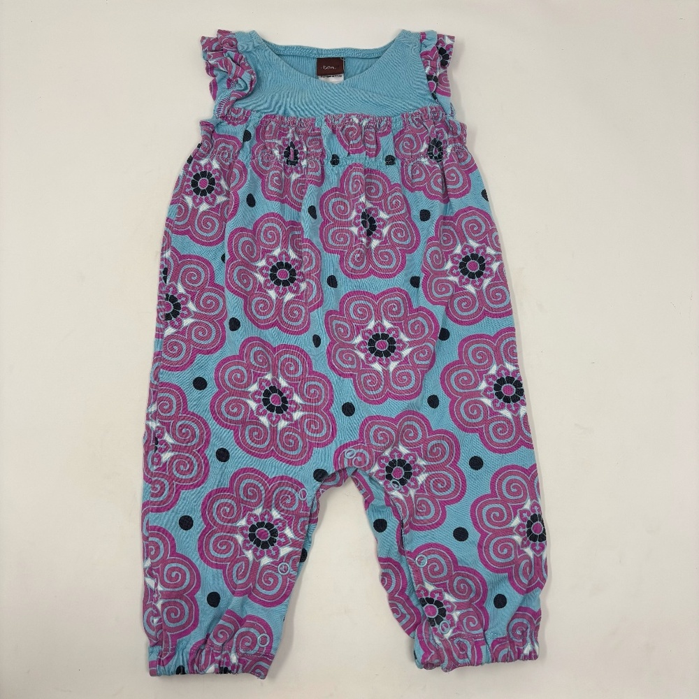 Tea Collection Baby Girl Short Sleeve Jumpsuit Floral Size 0-3 Months